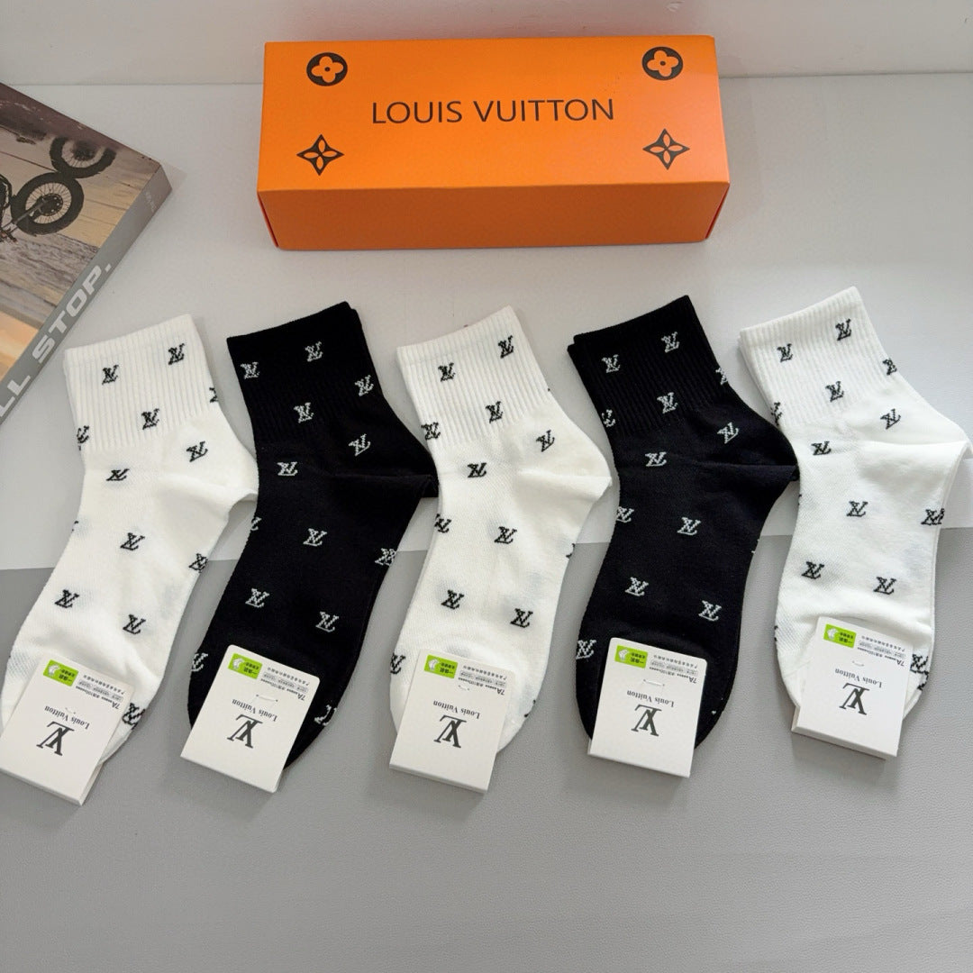 CHANEL Classic Mid-Calf Socks - Premium Cotton with Double C Logo