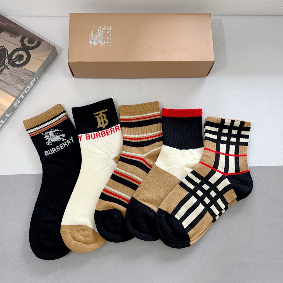 Burberry Classic Logo Mid-Calf Socks - Combed Cotton Comfort