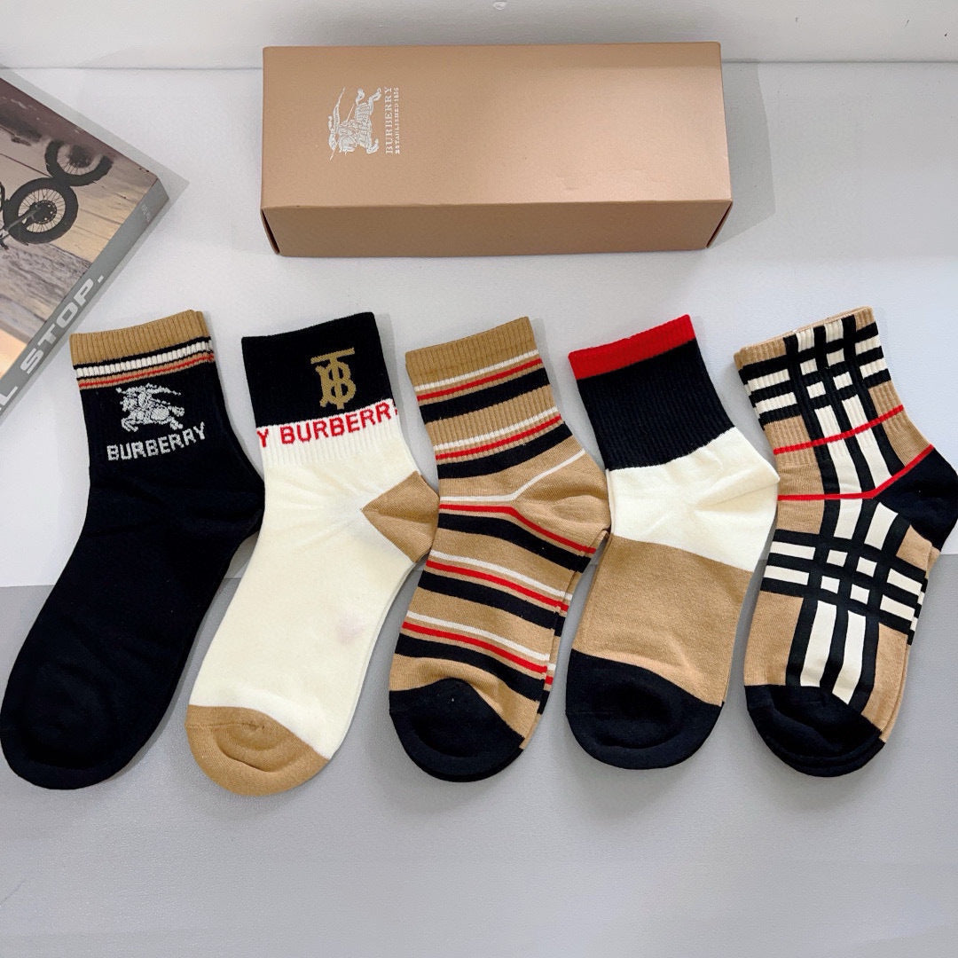 Burberry Classic Logo Mid-Calf Socks - Combed Cotton Comfort