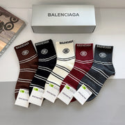 Balenciaga Mid-Calf Fashion Socks - 5 Pairs Gift Box