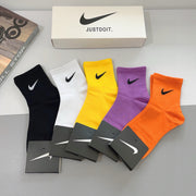 Nike Mid-Calf Combed Cotton Socks - Antibacterial & Breathable (5 Pairs)