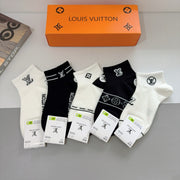 Louis Vuitton Classic Mid-Calf Socks - 5 Pairs of Stylish Cotton Fashion