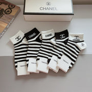 CHANEL Classic High-Version Cotton Socks - 5 Pairs
