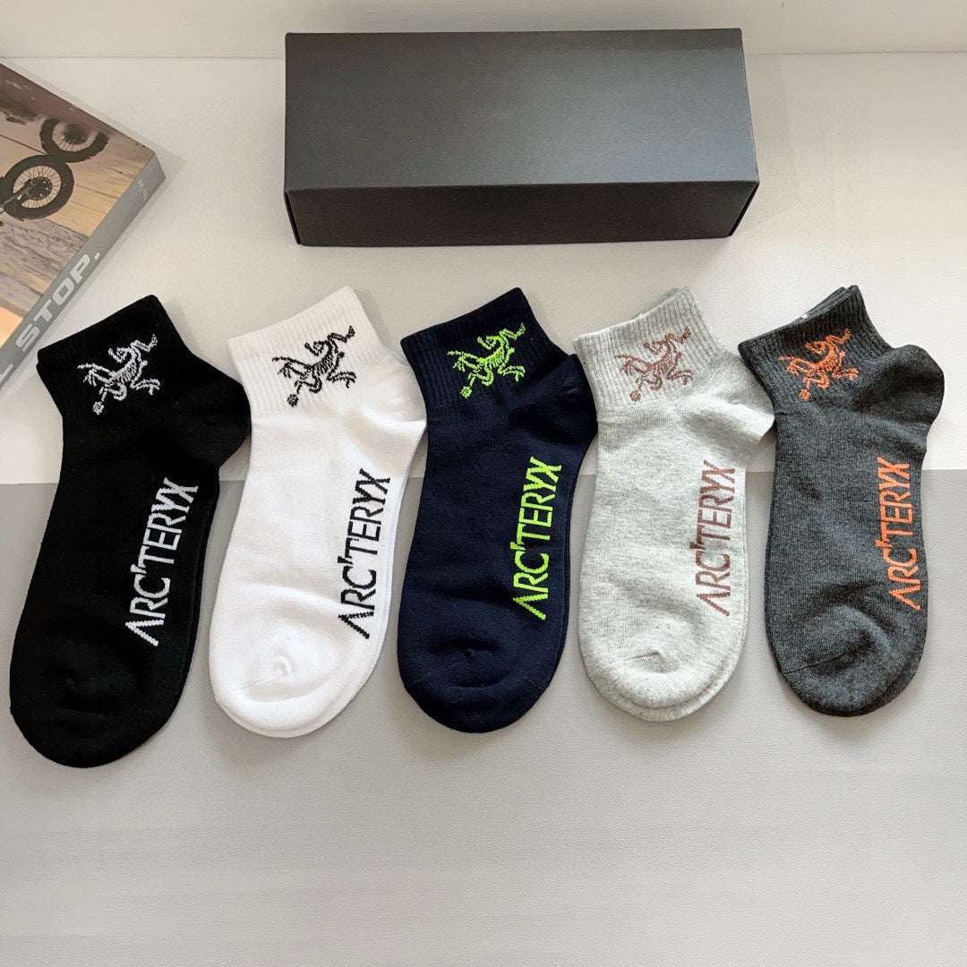 Arc'teryx 2024 Spring Collection High Cotton Boat Socks - 5 Pairs