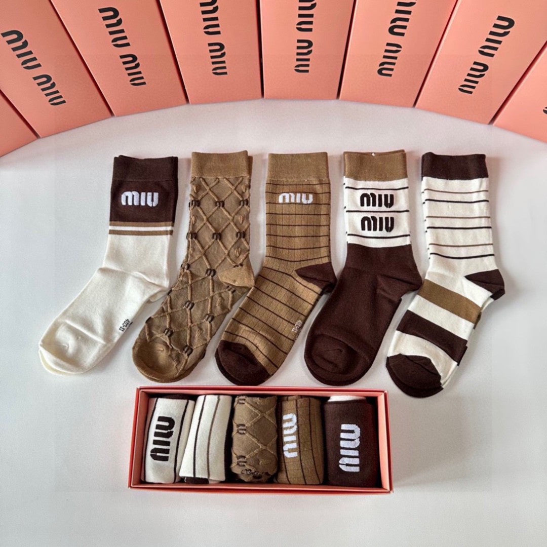 MiuMiu Mid-Length Sock Set - Five Pairs
