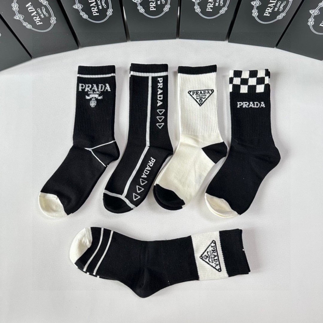 PRADA Mid-Length Pile Socks - Pack of 5
