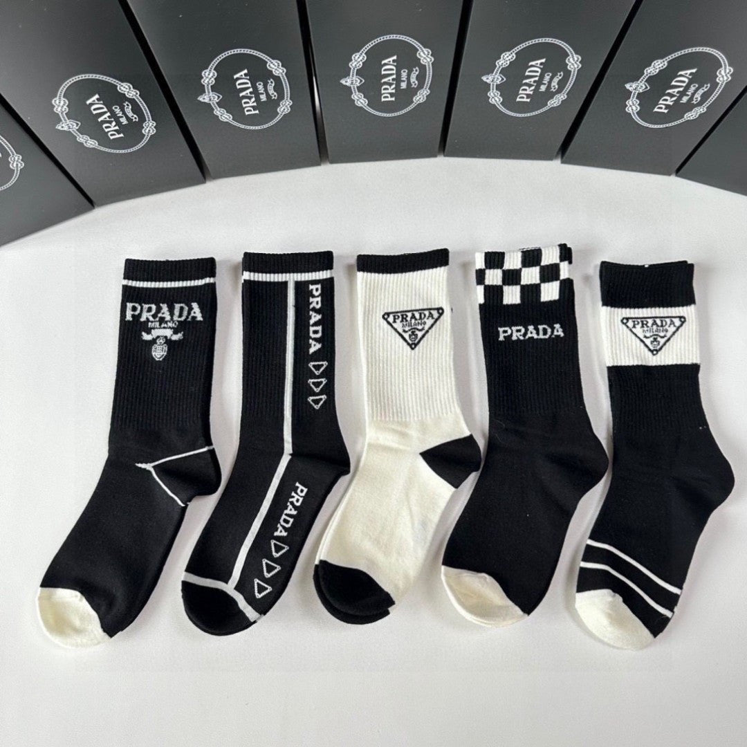 PRADA Mid-Length Pile Socks - Pack of 5