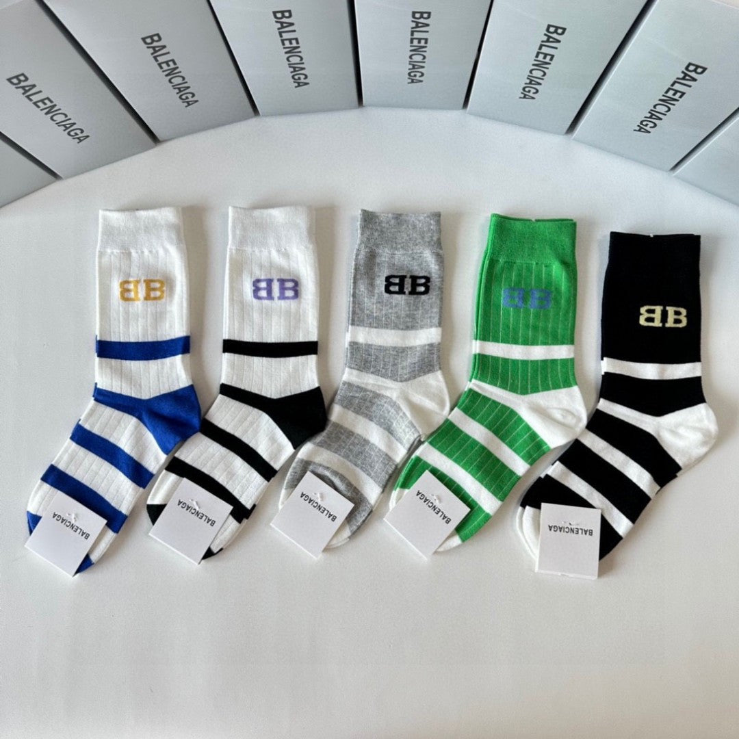Balenciaga Mid-Length Pile Socks - 5-Pair Set