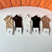 Louis Vuitton Hot Stamping Pile Socks - 5 Pairs Gift Box