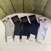 Gucci Mid-Length Pile Socks - 5 Pairs Fashion Set