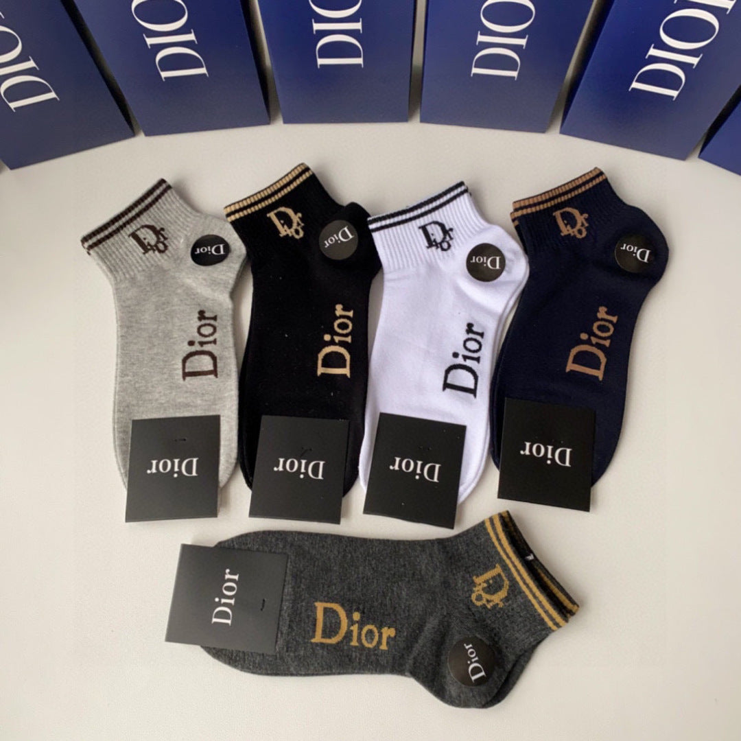 Dior Short & Medium Pile Socks - Set of 5 Pairs