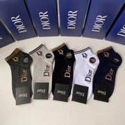 Dior Short & Medium Pile Socks - Set of 5 Pairs