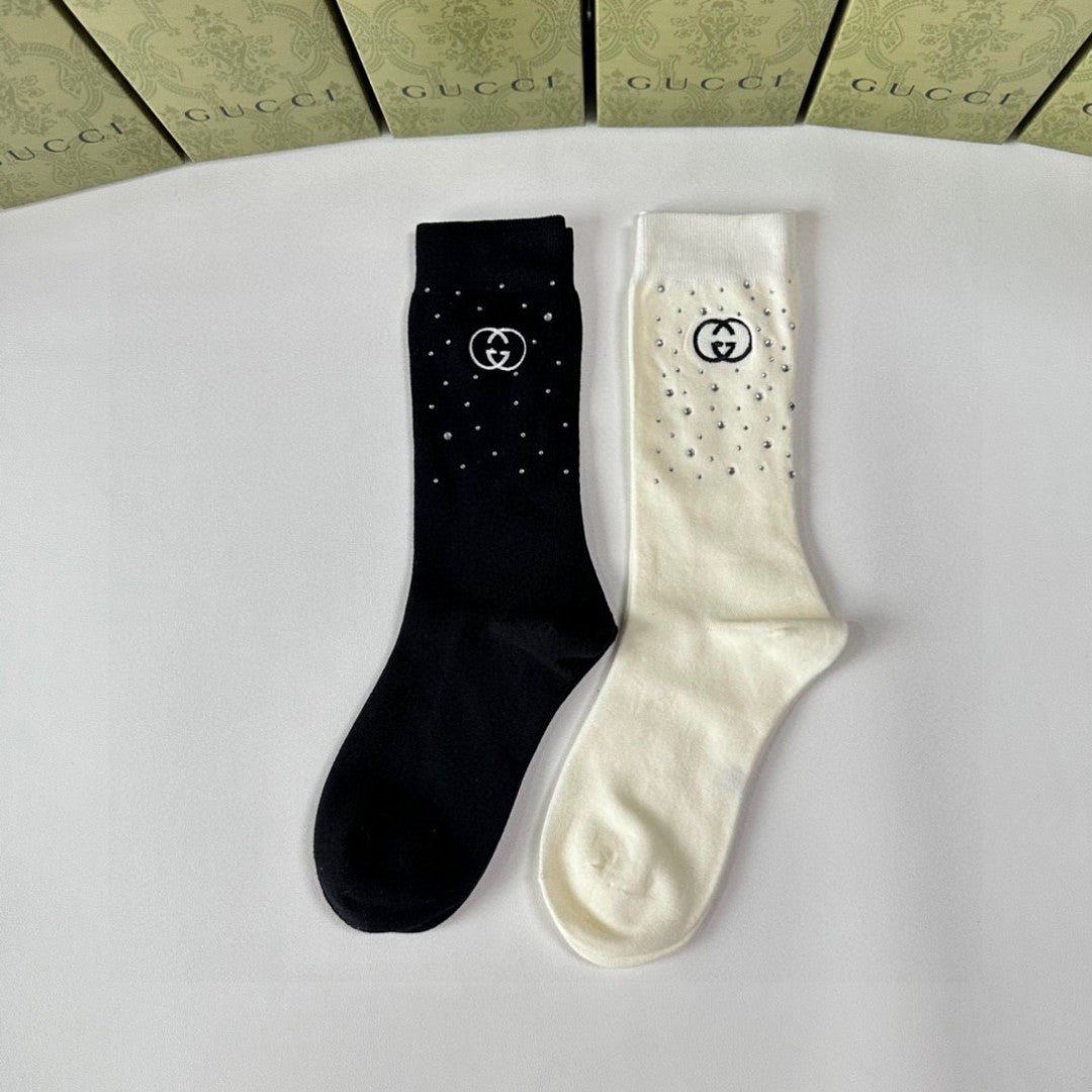 Gucci Rhinestone High-Tech Tube Socks â€“ 2 Pairs Gift Boxed