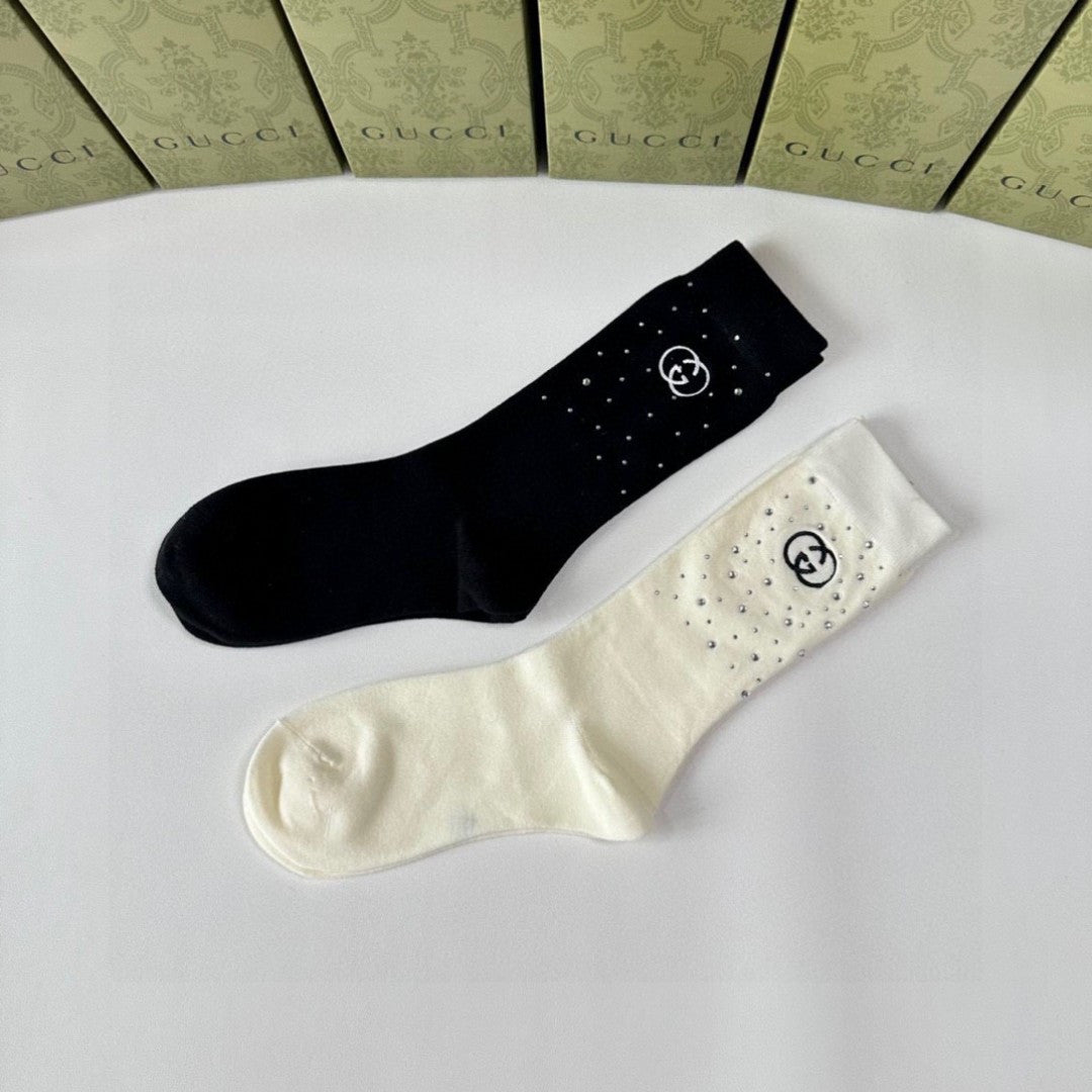 Gucci Rhinestone High-Tech Tube Socks â€“ 2 Pairs Gift Boxed
