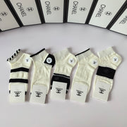 Chanel Mid-Length Pile Socks - Stylish Five-Pack