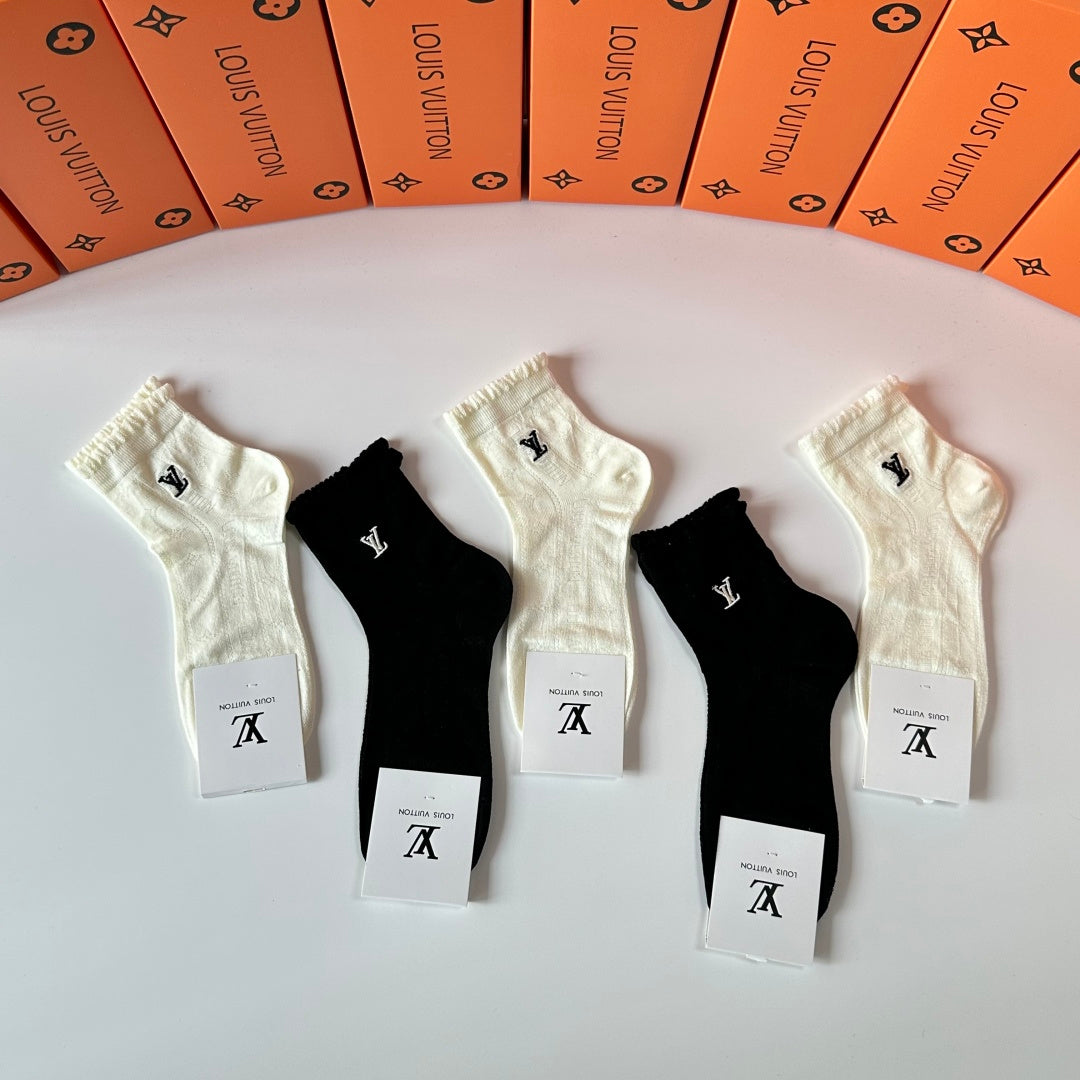 Louis Vuitton Embroidered Mid-Socks - 5 Pair Set