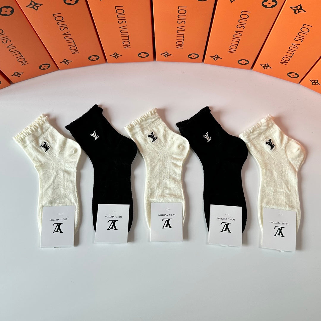 Louis Vuitton Embroidered Mid-Socks - 5 Pair Set
