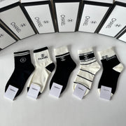 Chanel Mid-Length Pile Socks - 5-Pair Box Set