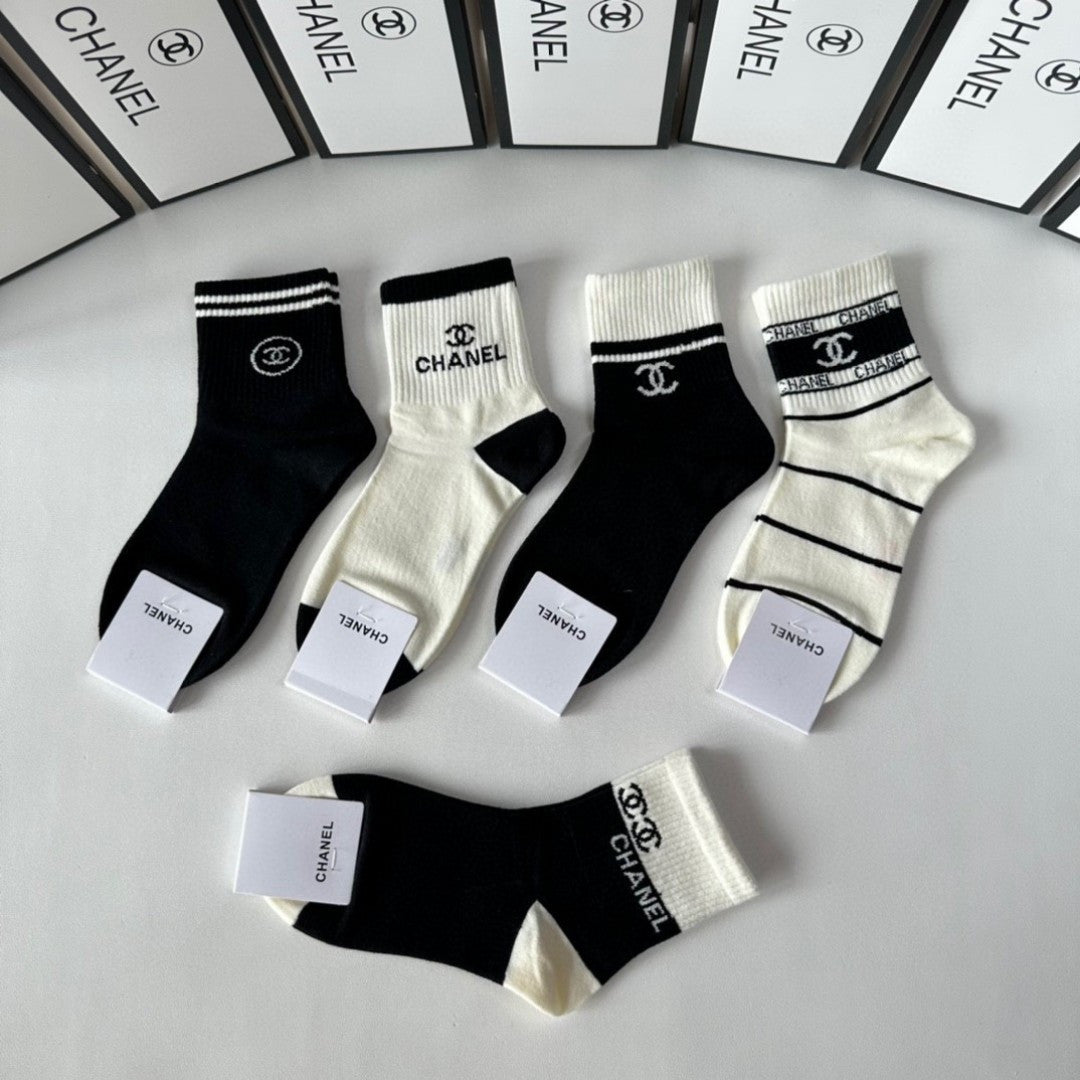 Chanel Mid-Length Pile Socks - 5-Pair Box Set