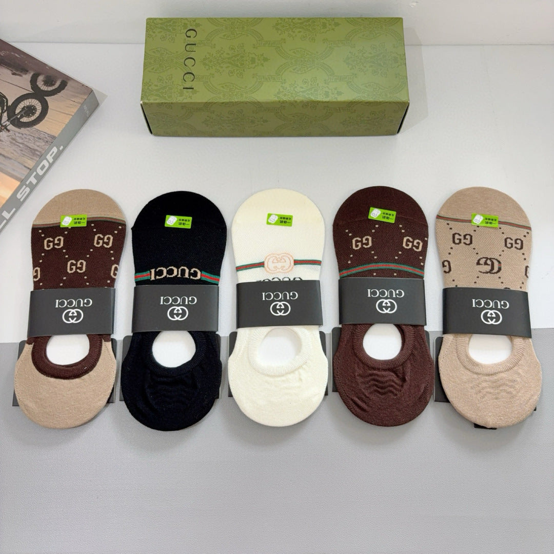 Gucci Men's Cotton Short Boat Socks - 5 Pairs
