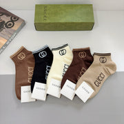 Gucci G Family Cotton Short Boat Socks - 5 Pairs in Box