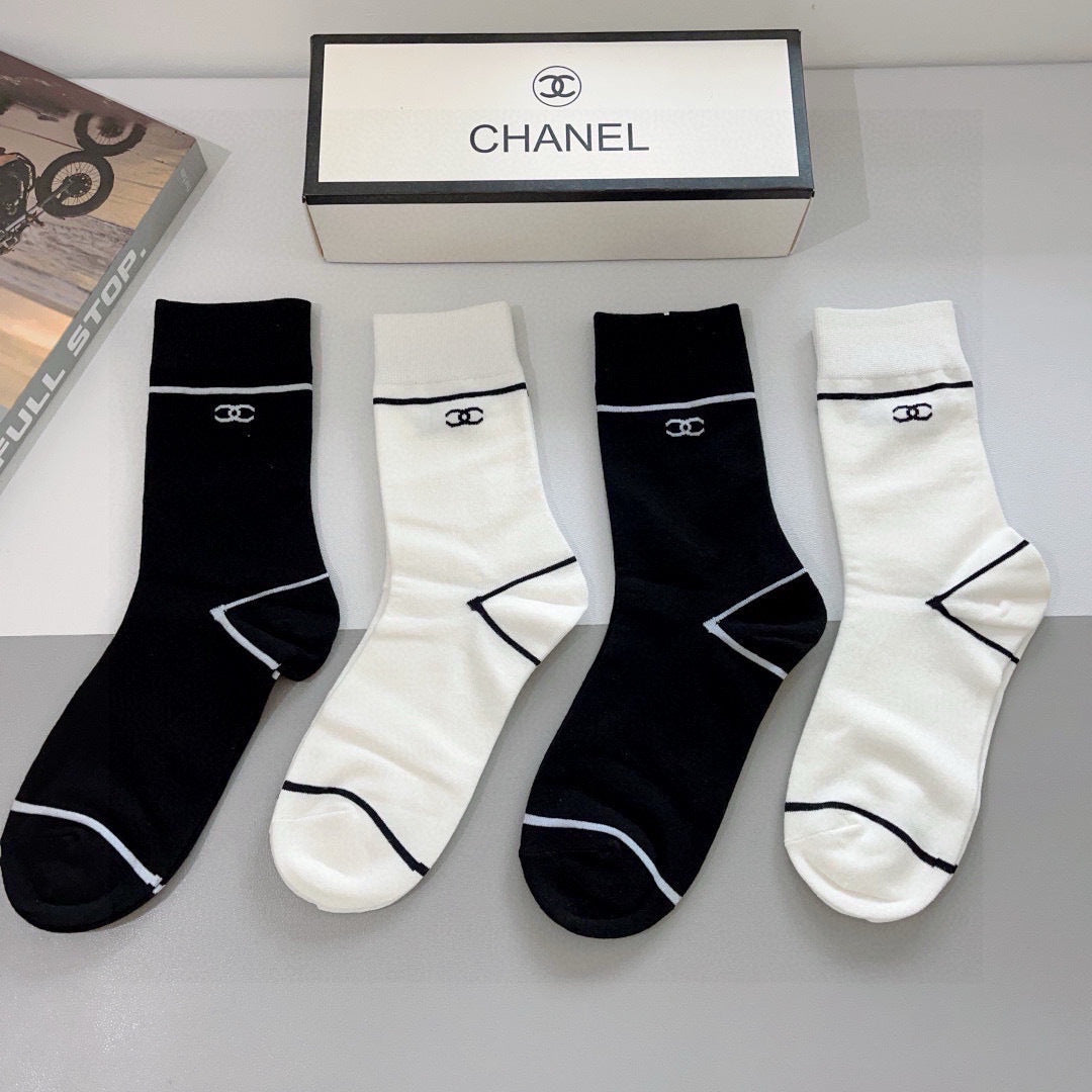 CHANEL Classic High Socks - Pure Cotton Double C Pattern