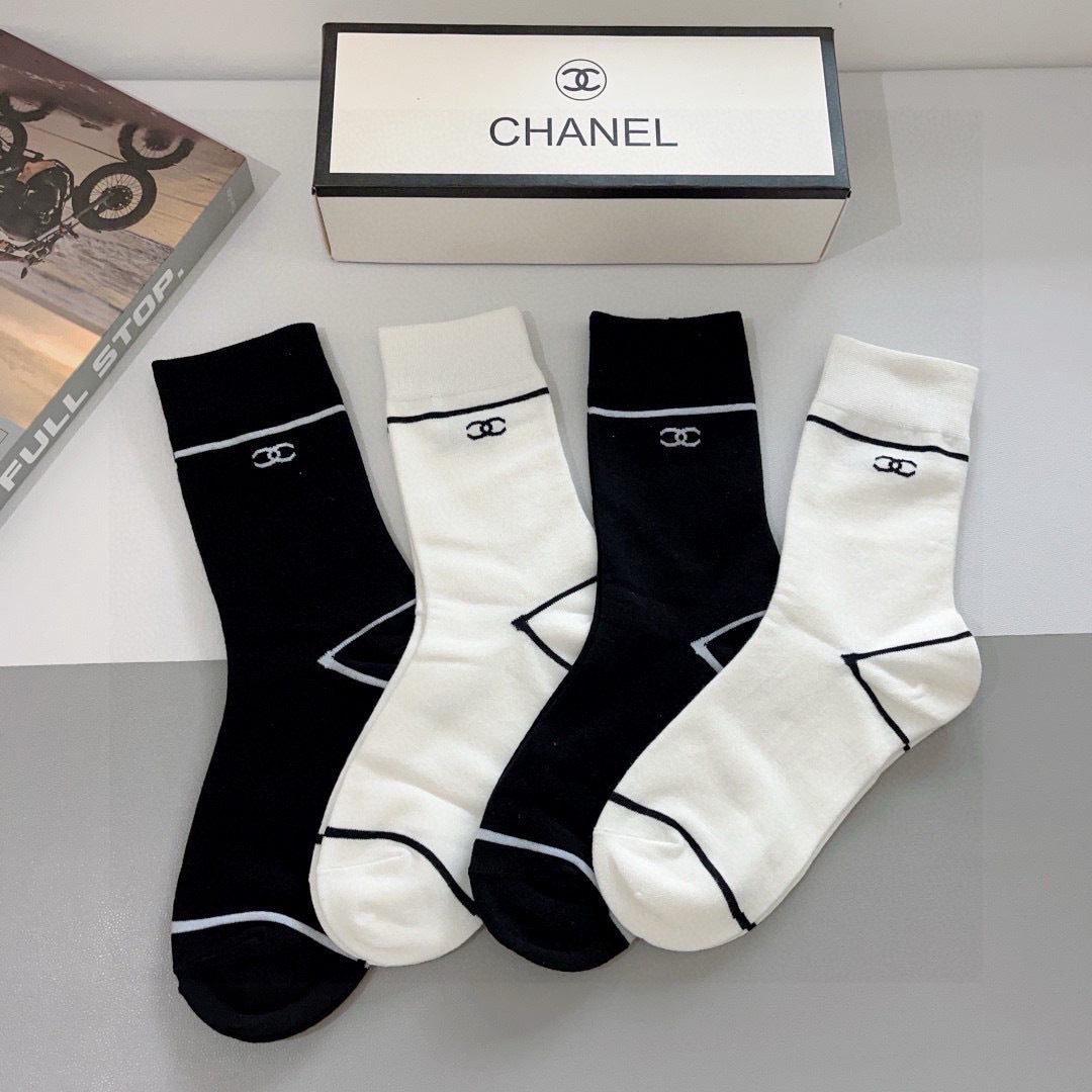 CHANEL Classic High Socks - Pure Cotton Double C Pattern