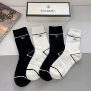 CHANEL Classic High Socks - Pure Cotton Double C Pattern