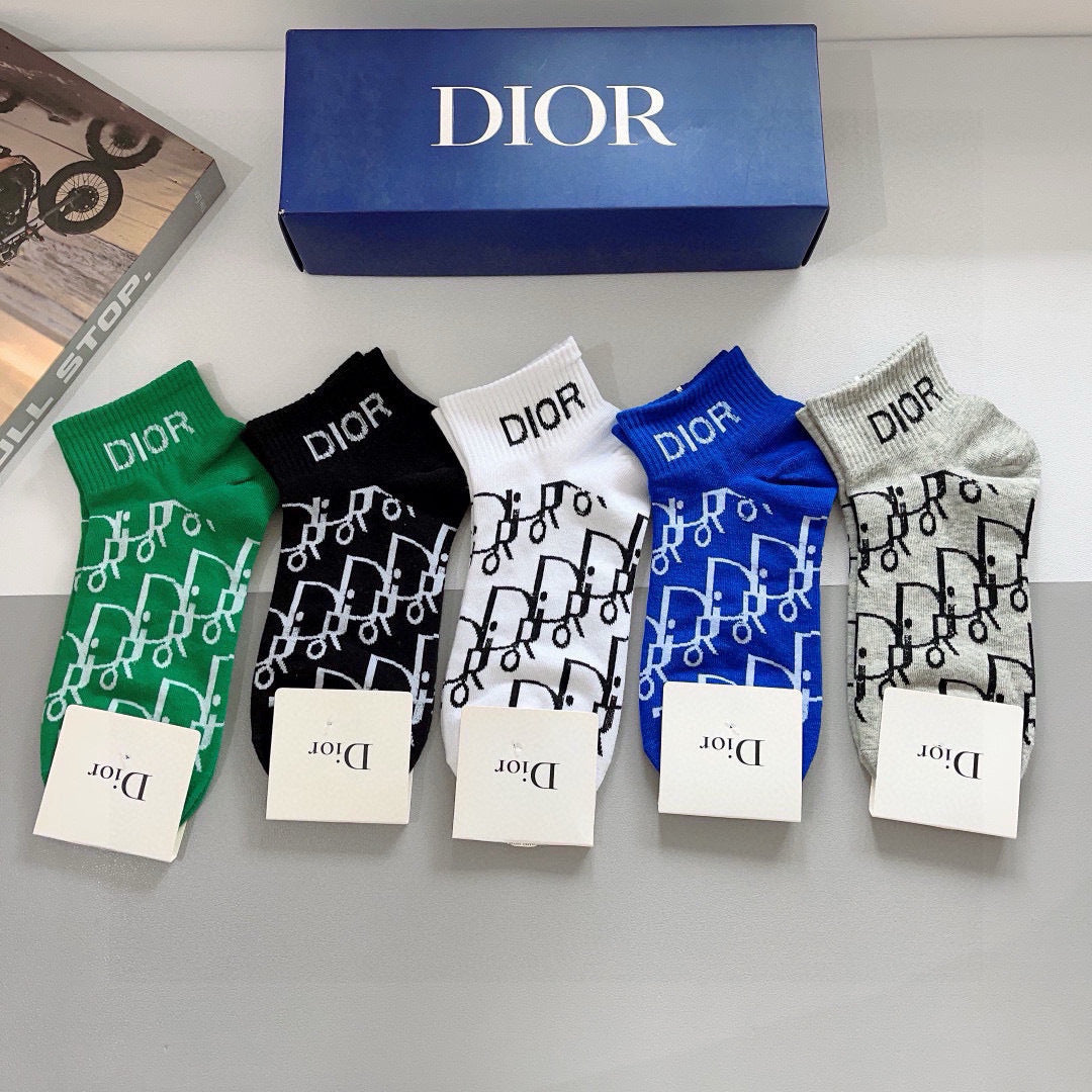 Dior 2023 Calf Socks - 5 Pairs of Stylish Cotton Socks