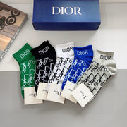 Dior 2023 Calf Socks - 5 Pairs of Stylish Cotton Socks