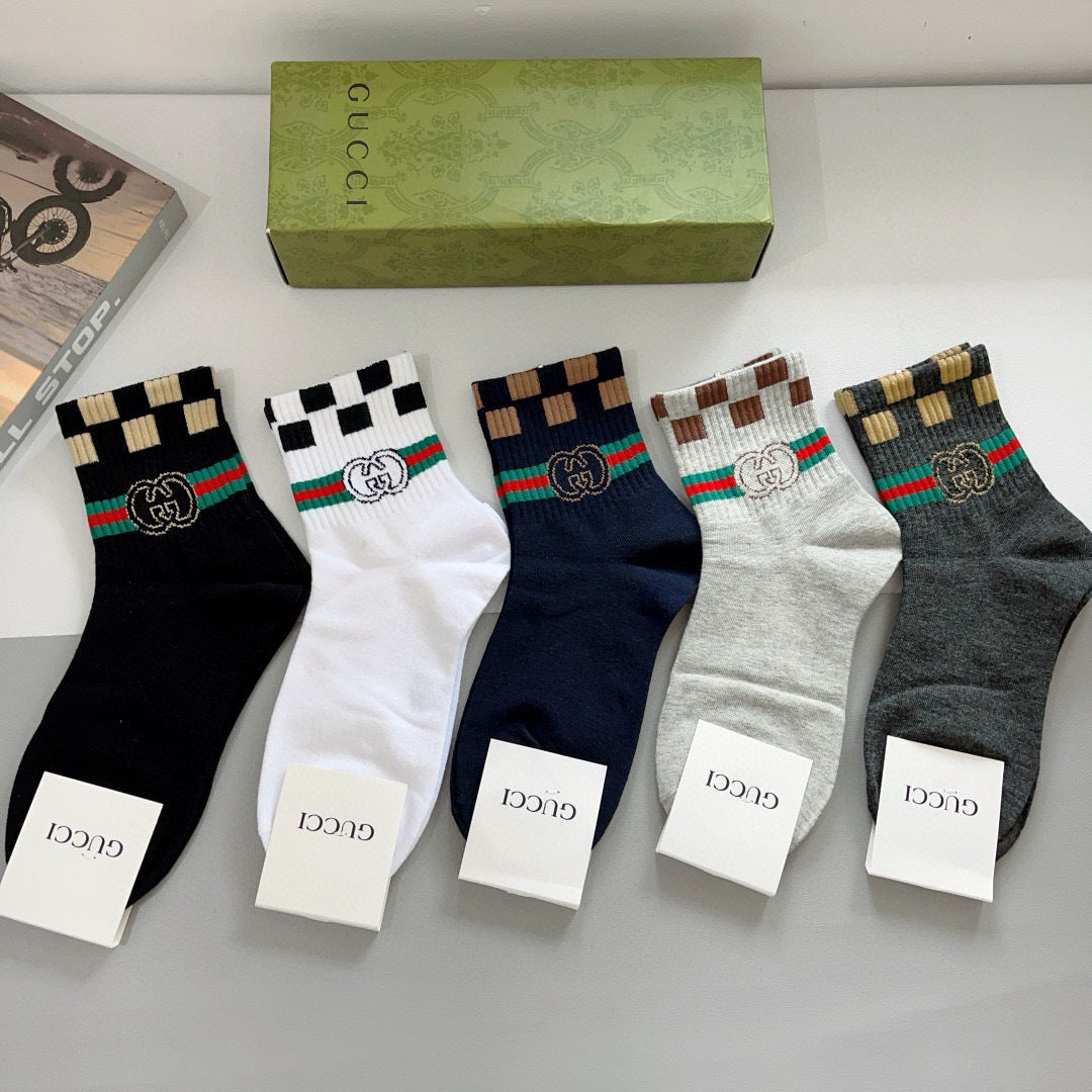 Gucci Mid-Calf Cotton Men's Socks - 5 Pairs Box