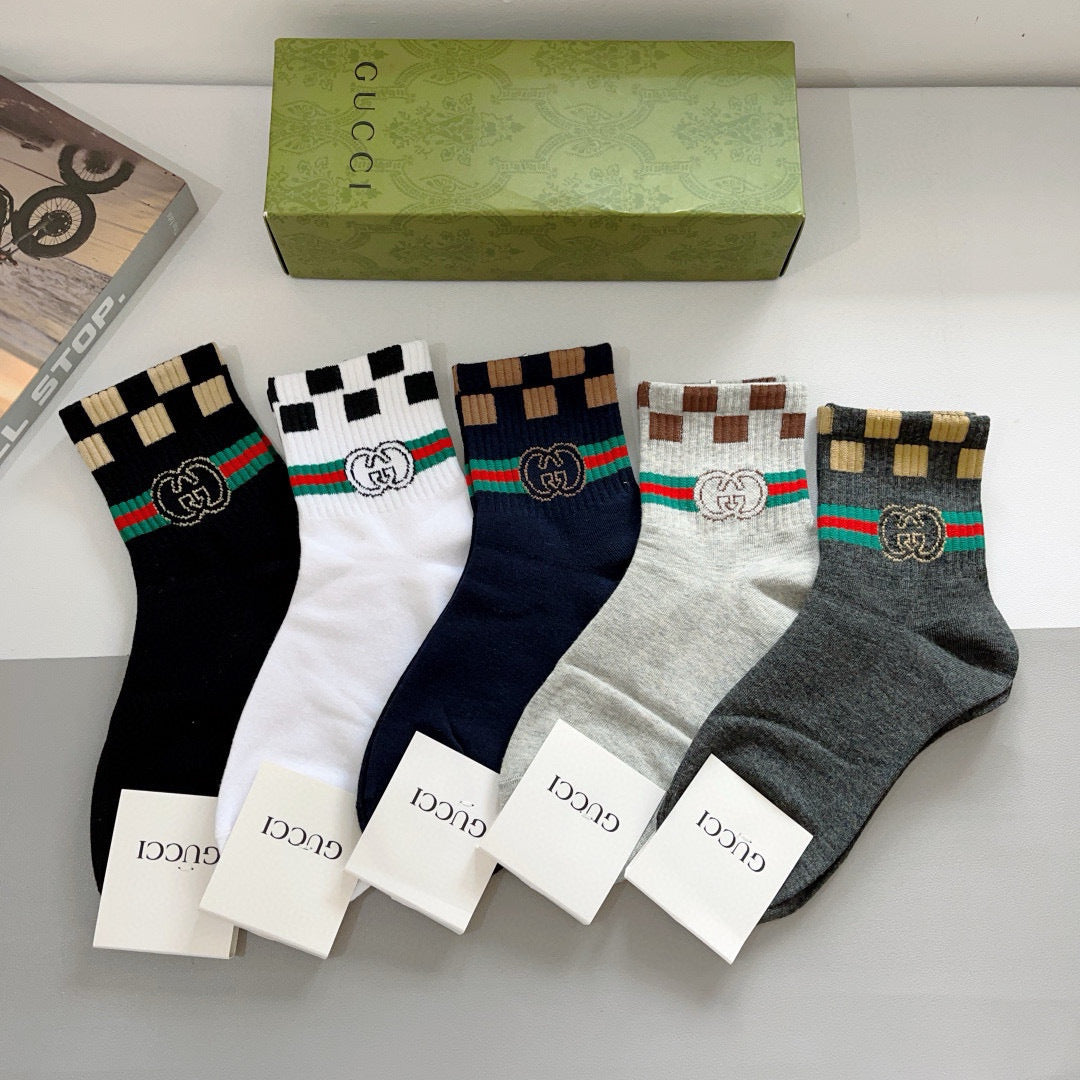 Gucci Mid-Calf Cotton Men's Socks - 5 Pairs Box