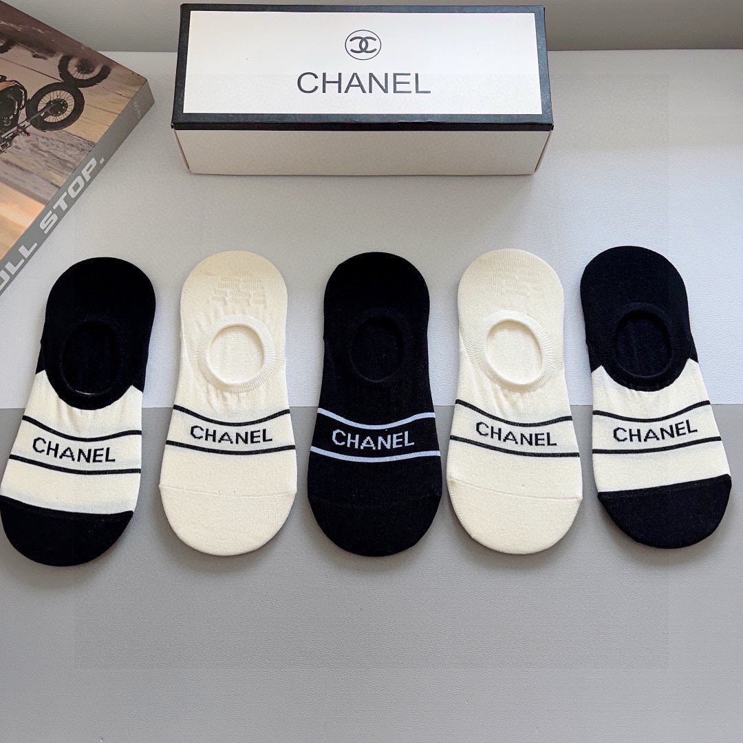 CHANEL Classic High Boat Socks - 5 Pairs