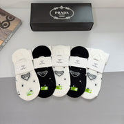 PRADA Bamboo Cotton Boat Socks - 5 Pairs