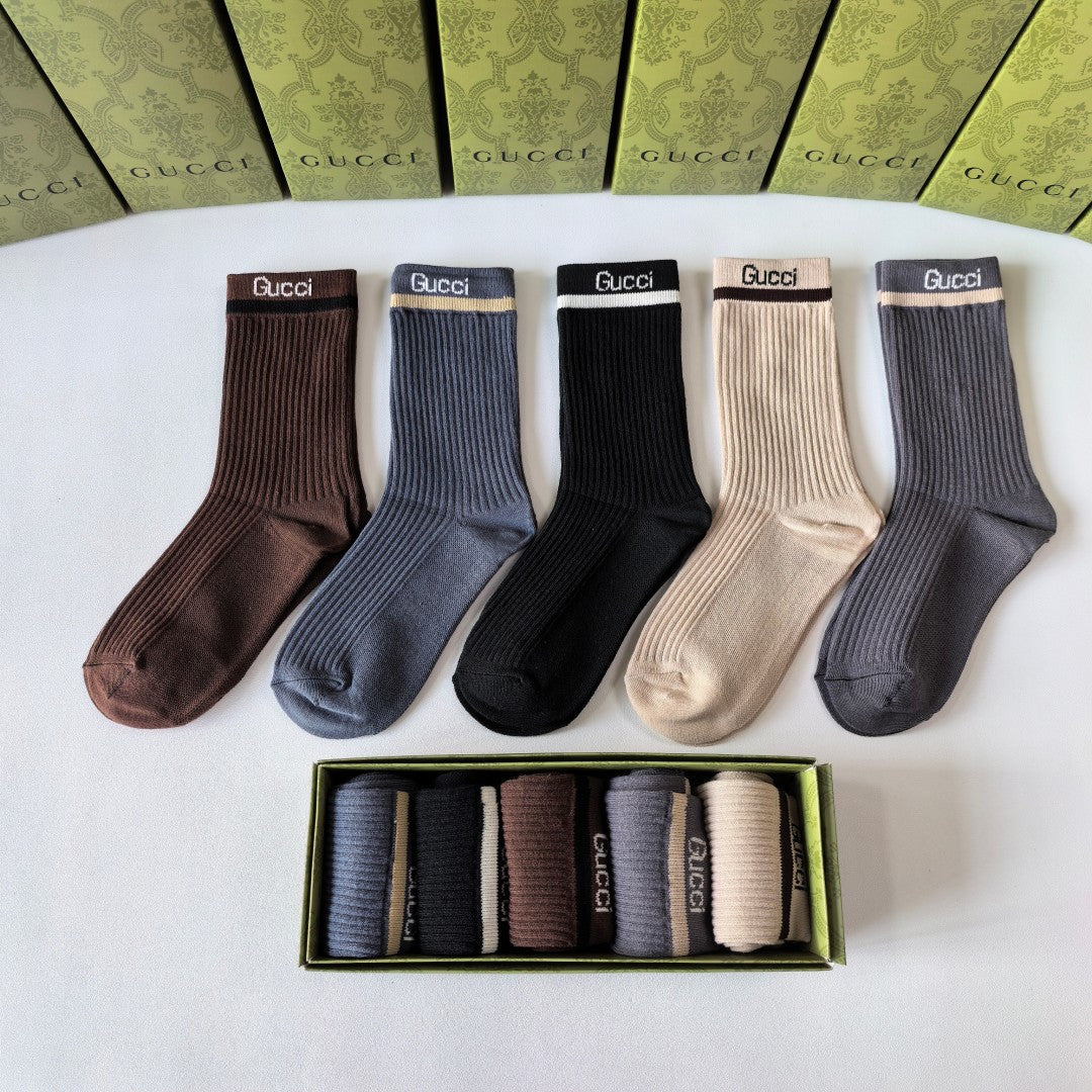 Gucci Classic Mid-Length Pile Socks â€“ Set of 5 Pairs