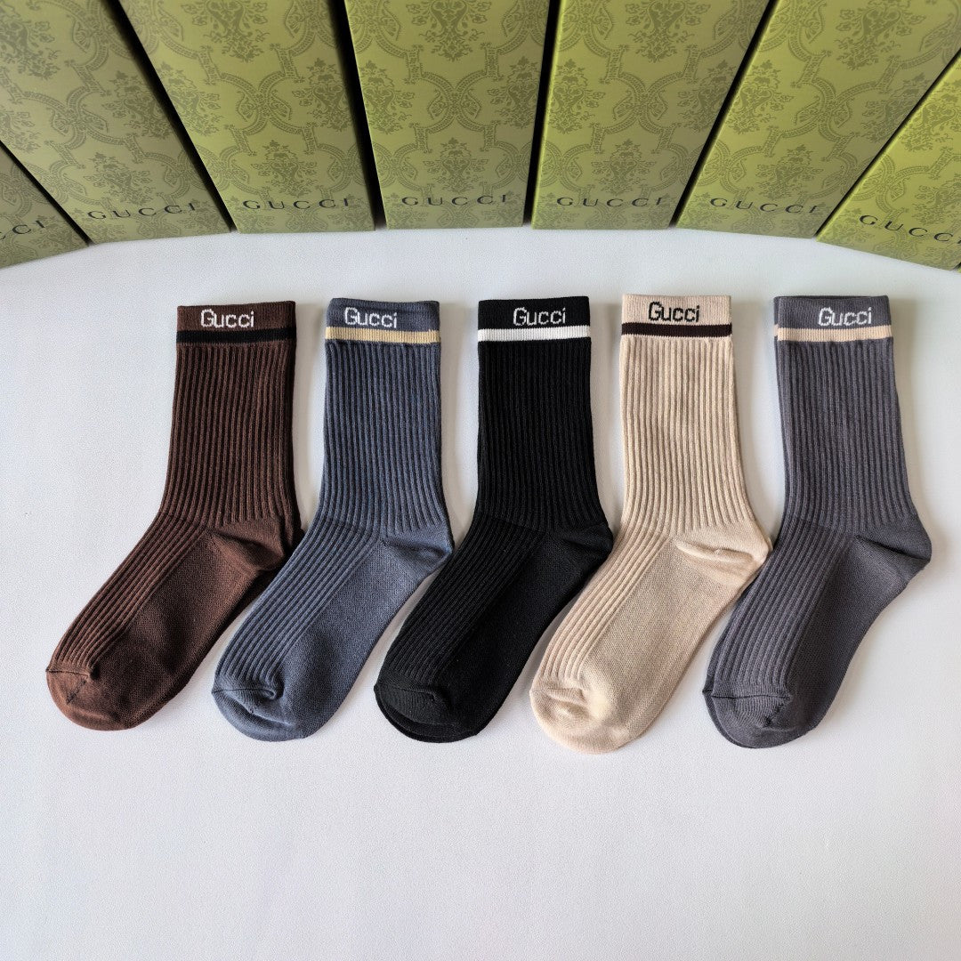 Gucci Classic Mid-Length Pile Socks â€“ Set of 5 Pairs