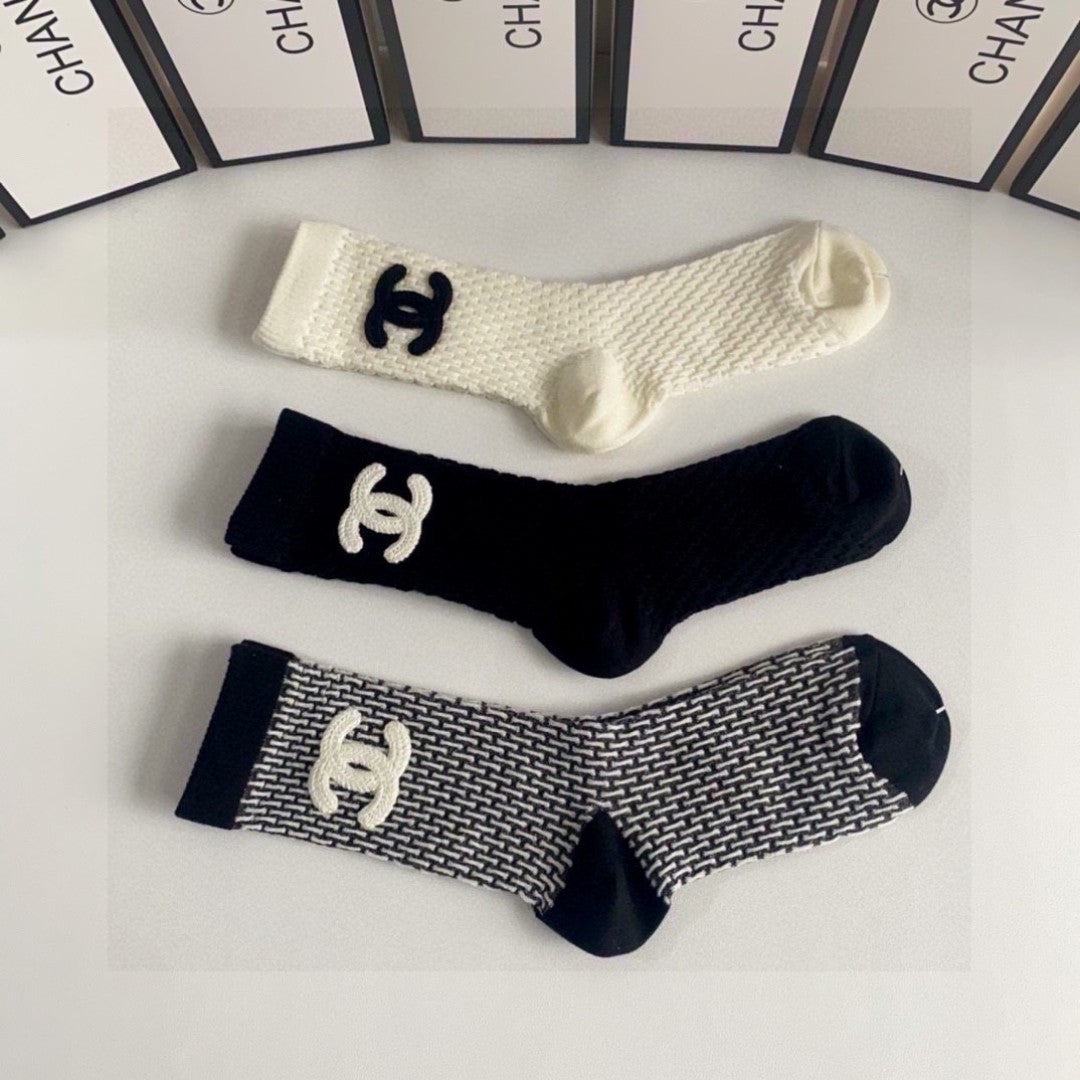 Chanel Classic Mid-Length Fashion Socks - 3 Pairs