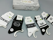 DIOR Luxury Mid-Length Pile Socks - 5-Pair Set