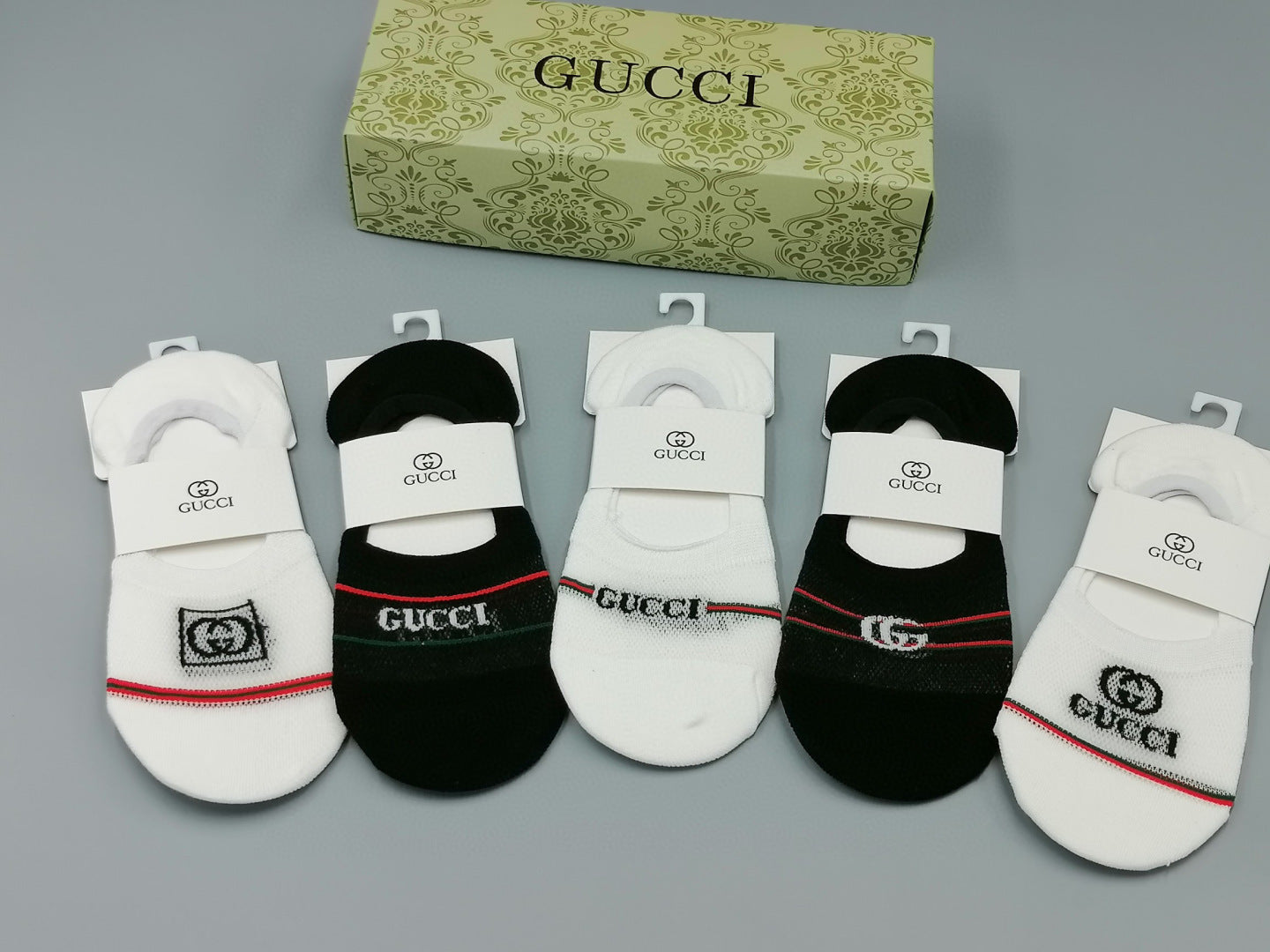 Gucci Luxury Boat Socks - 5 Pairs Gift Set