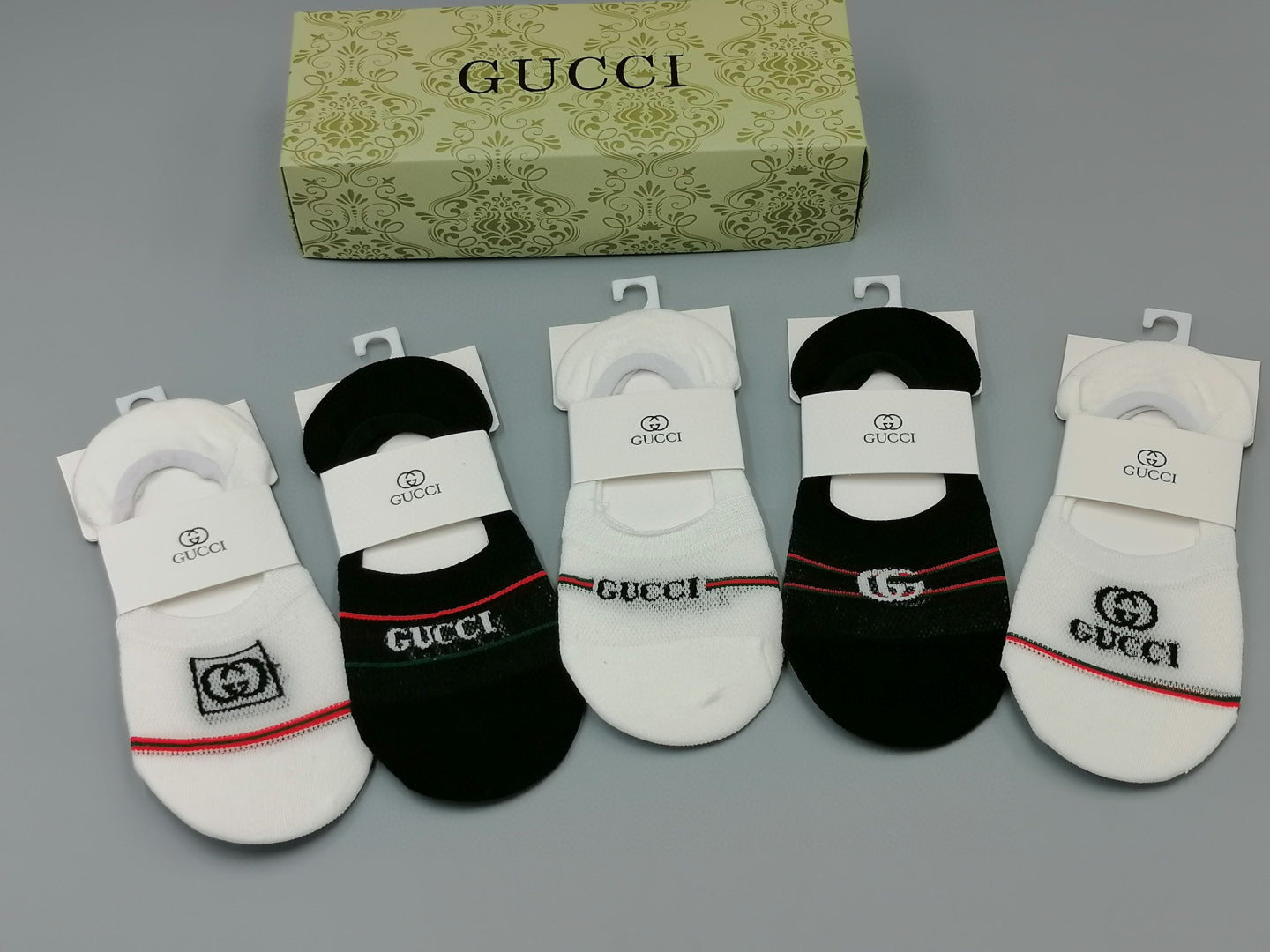 Gucci Luxury Boat Socks - 5 Pairs Gift Set