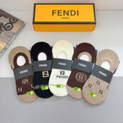 Fendi Classic Cotton Boat Socks - 5 Pairs