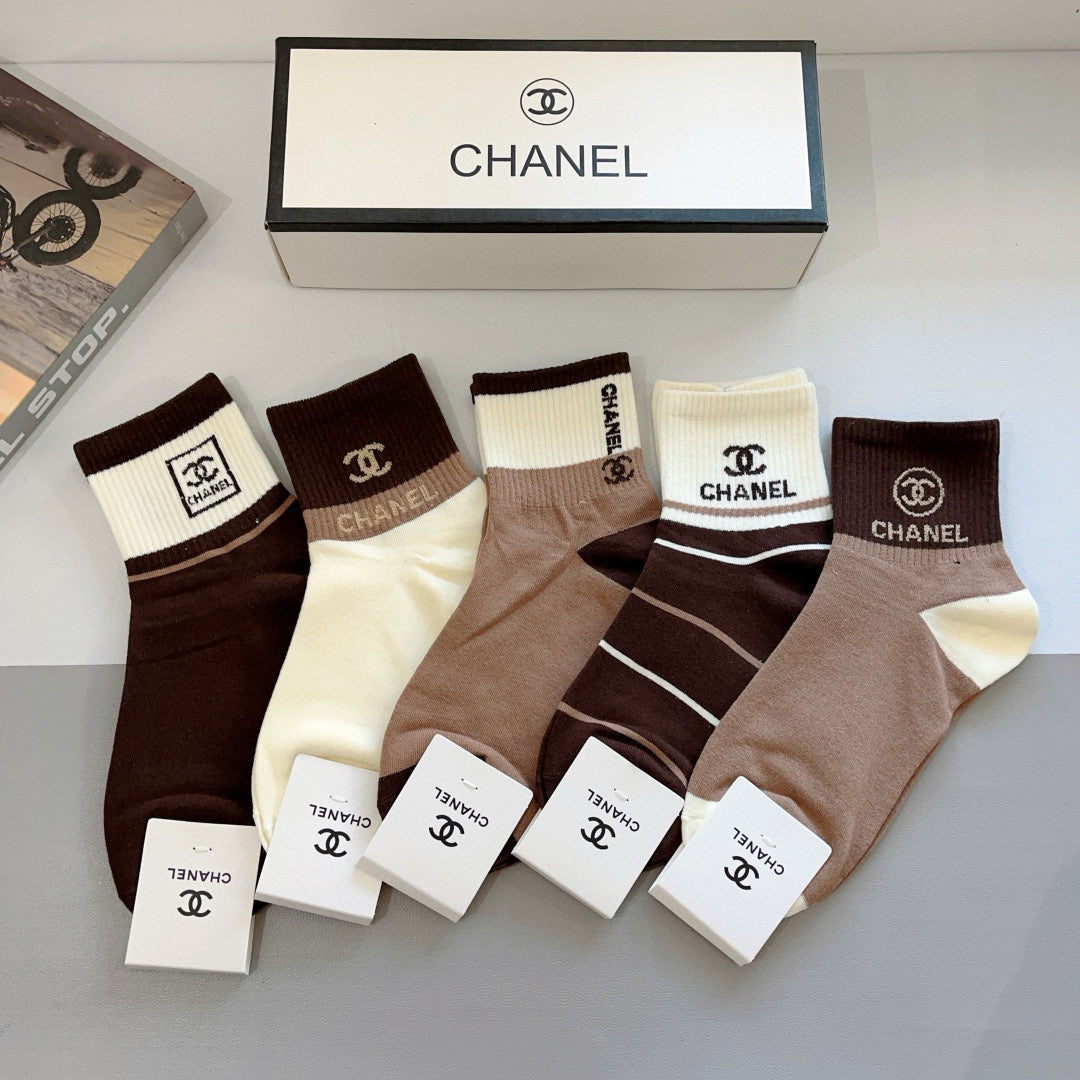CHANEL Classic High Cotton Socks - 5 Pairs