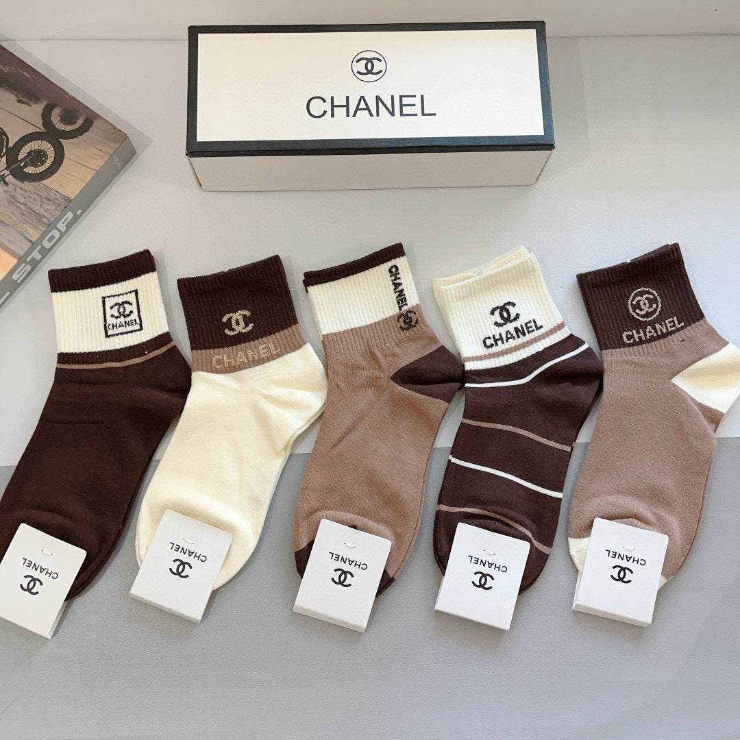 CHANEL Classic High Cotton Socks - 5 Pairs