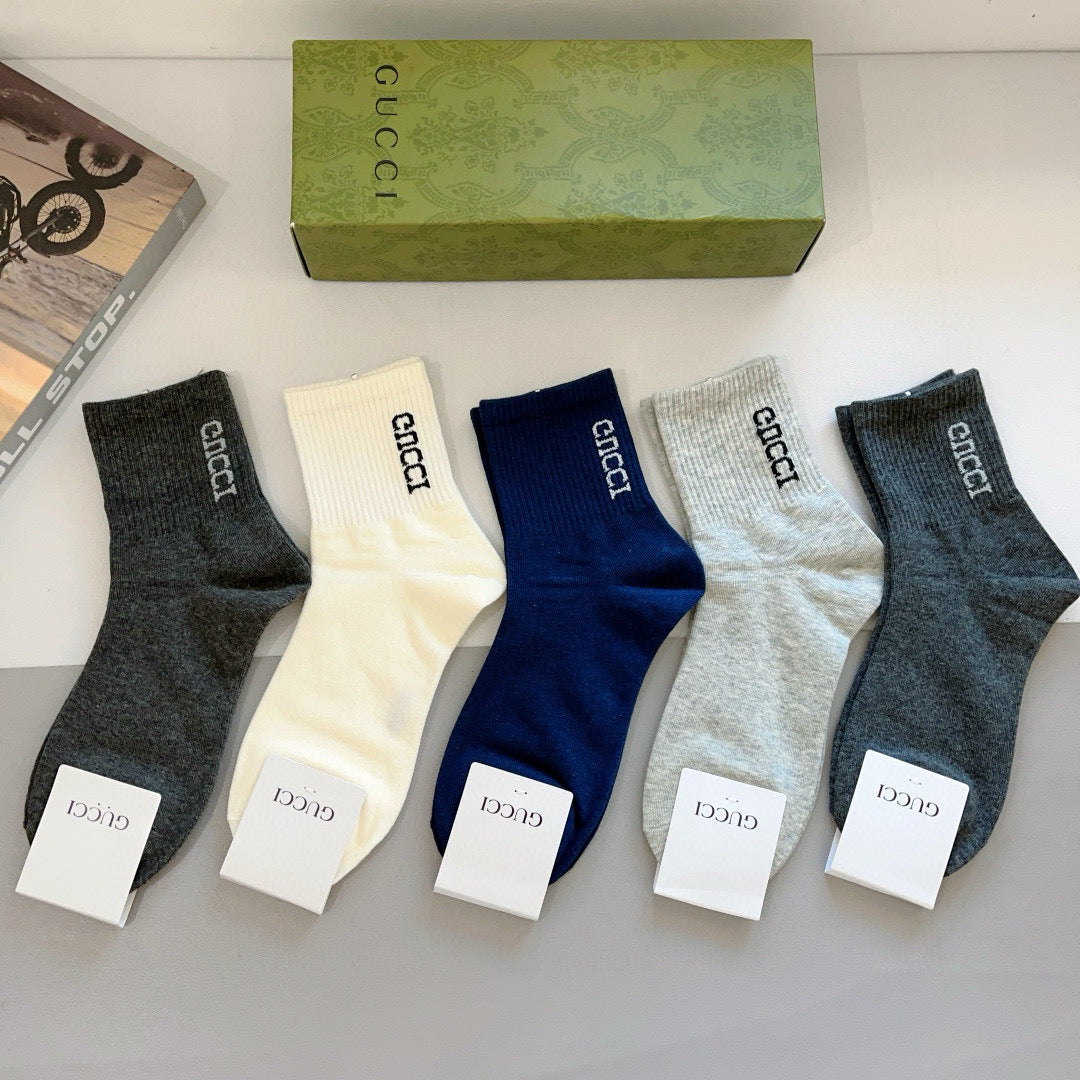 GUCCI Mid-Calf Cotton Socks - 5 Pairs