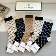 CHANEL Classic Long Cotton Socks - 5 Pairs Box