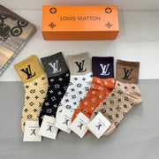 Luxury Louis Vuitton Mid-Calf Socks - 5 Pairs