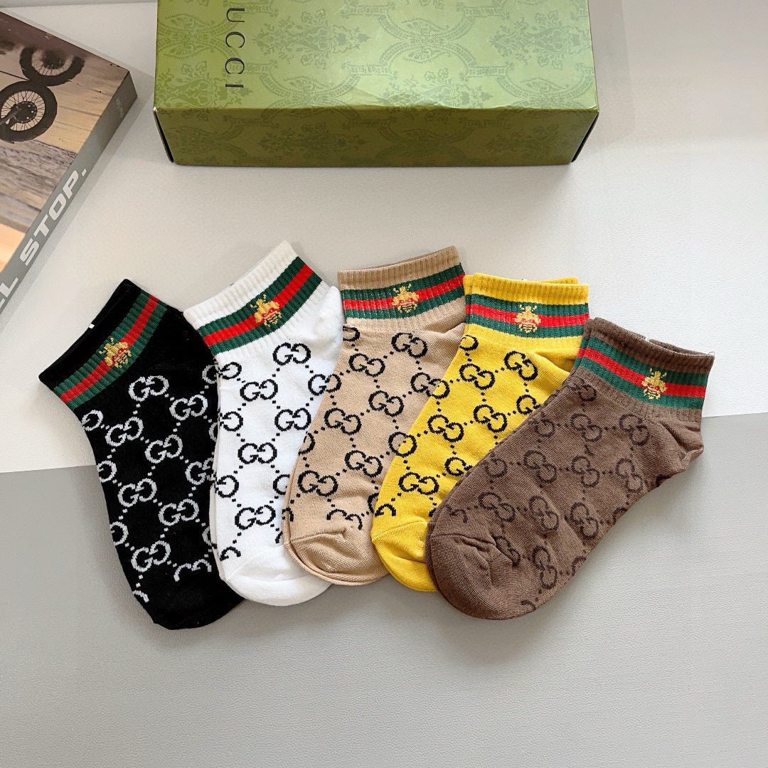 Gucci 2023 Cotton Boat Socks - 5 Pairs