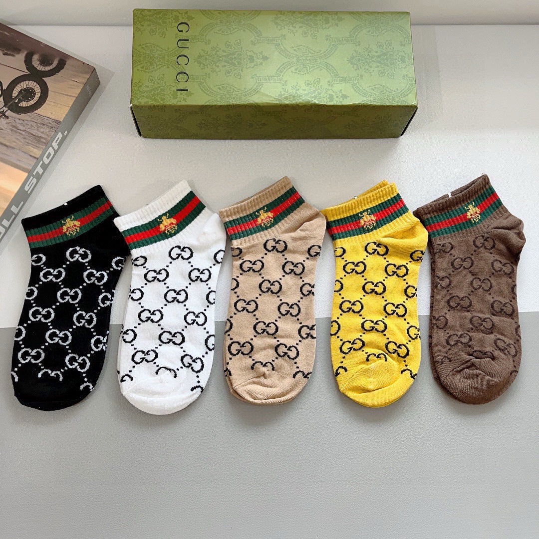 Gucci 2023 Cotton Boat Socks - 5 Pairs