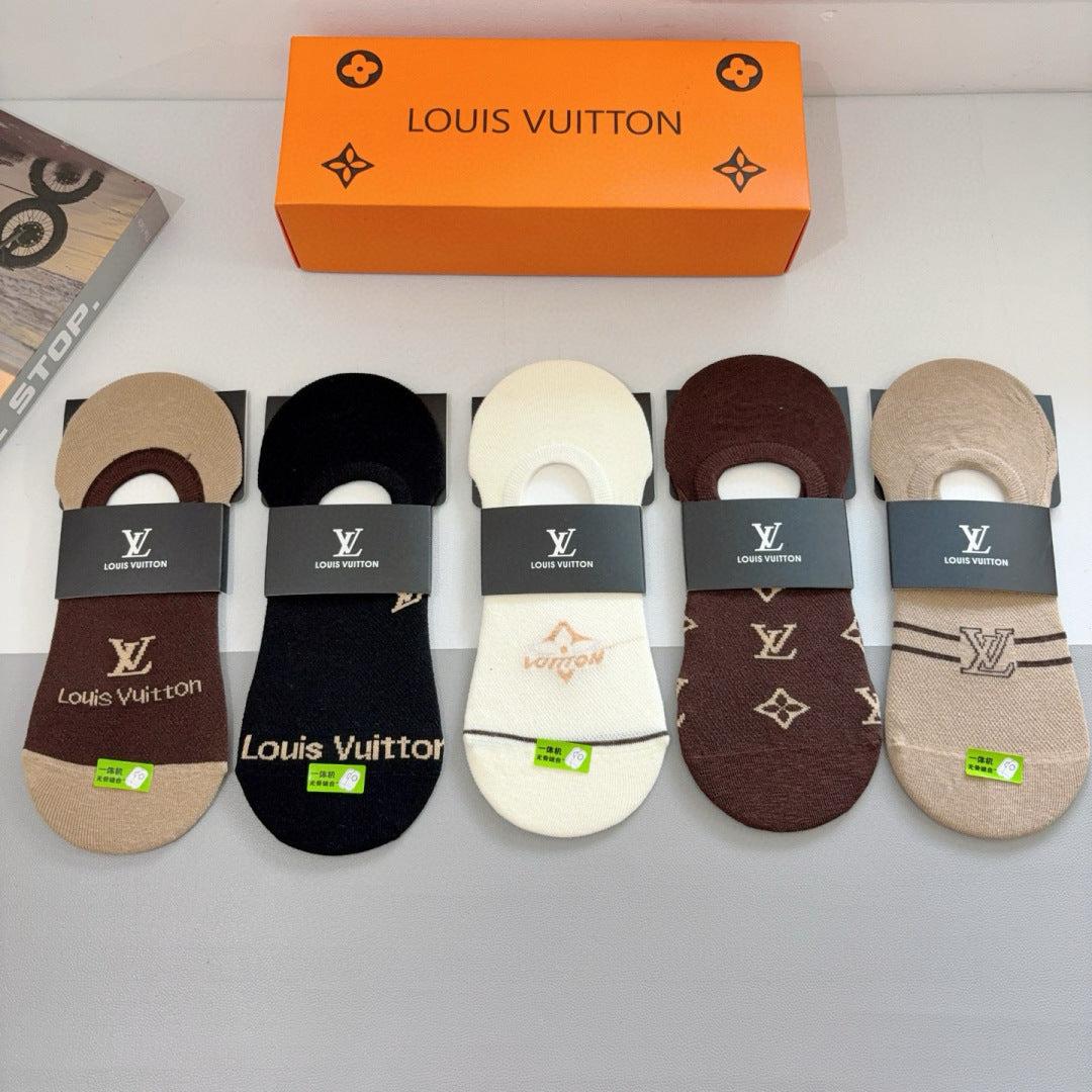 Louis Vuitton Bamboo Cotton Boat Socks (5 Pairs)