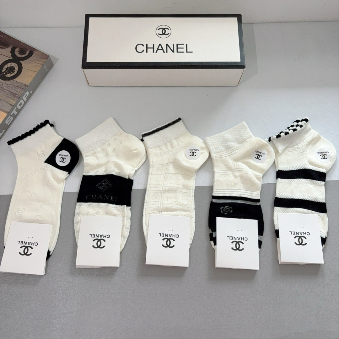 CHANEL Classic Bamboo Cotton Socks - 5 Pairs